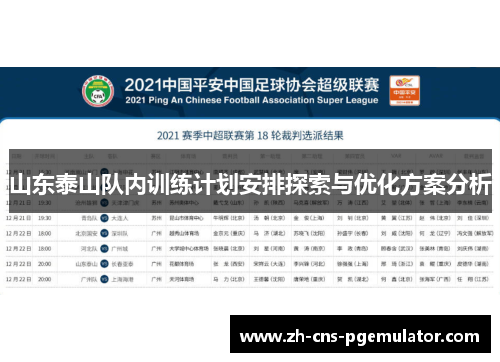 山东泰山队内训练计划安排探索与优化方案分析