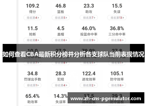如何查看CBA最新积分榜并分析各支球队当前表现情况